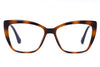 Amber Tortoise Cat Eye Eyeglasses Women's Metal Temple Glasses  Frames