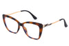 Amber Tortoise Cat Eye Eyeglasses Women's Metal Temple Glasses  Frames